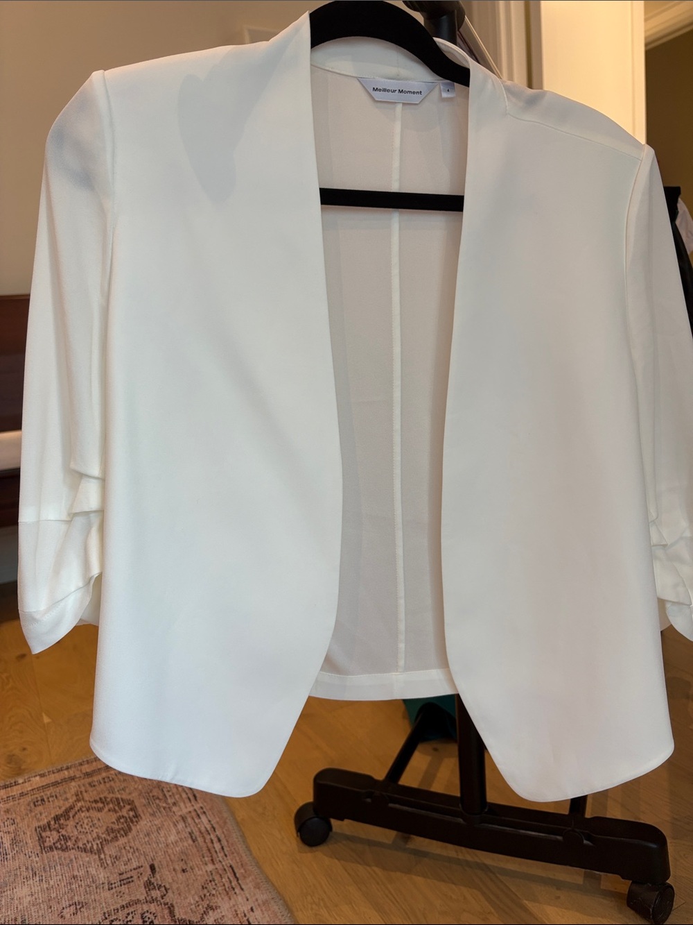 White Open-Front Short Blazer